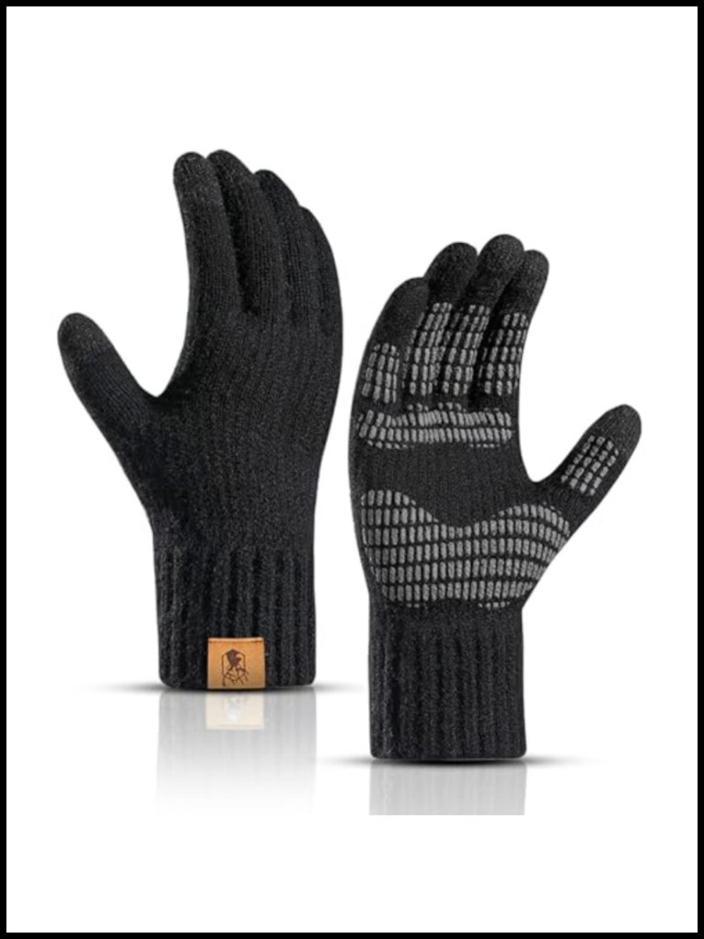 Winter Knit Gloves for Men Touchscreen Thermal Wool Blend Warm Gloves